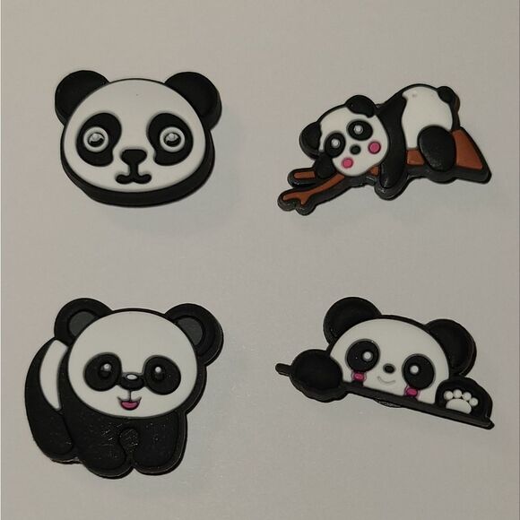 🐼 Panda Bear Croc Shoe Charms Face Head Novelty Wild Animal Clog Shoe Jewelry - Picture 2 of 5